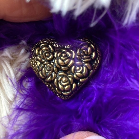 "RUBY" 1168 Plush Bear Red Hat Purple Boa Heart Detail Velvet Touch Collections - Picture 7 of 10